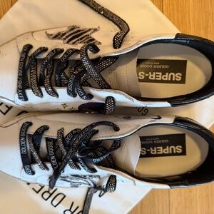 Golden Goose White and Black Sneakers